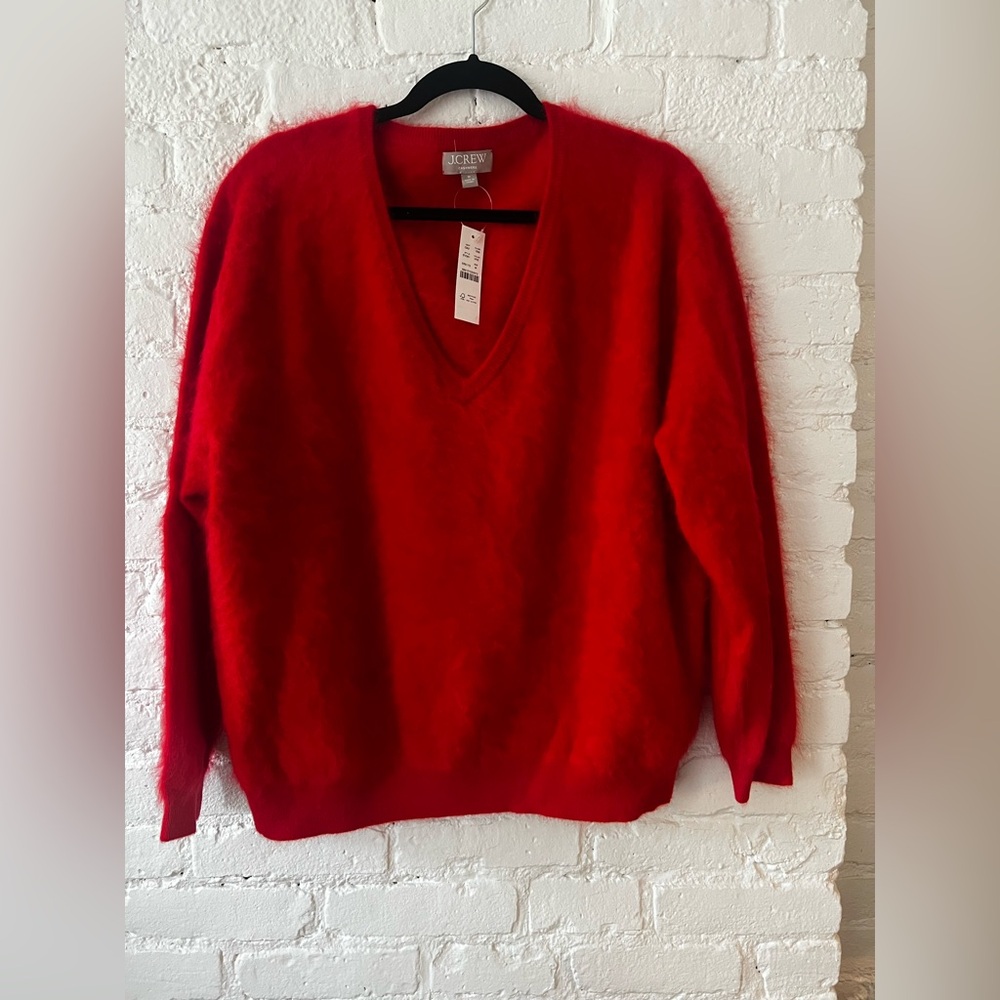 J. Crew Cashmere Red V-Neck Sweater